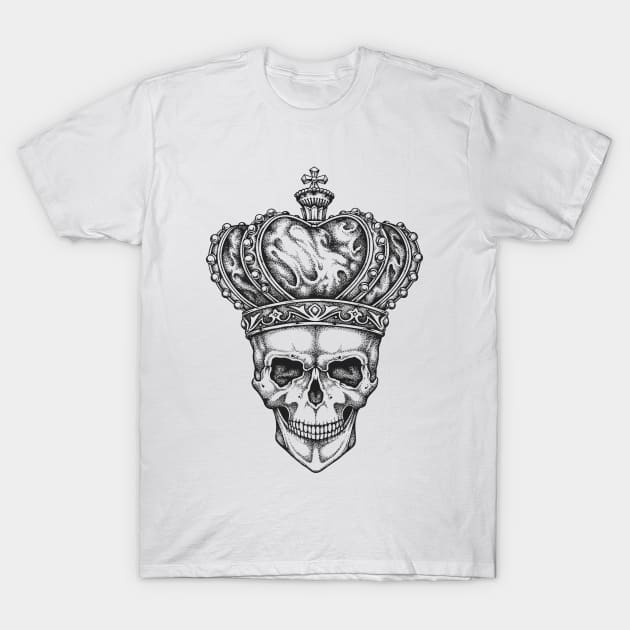 King Skull in a Crown T-Shirt by wingsofrage